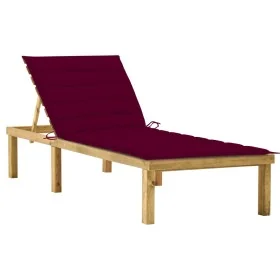 Tumbona con cojín rojo tinto madera de pino impregnada by , Loungers - Ref: Foro24-3065858, Price: 118,08 €, Discount: %