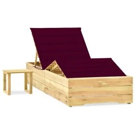 Tumbona de jardín con mesa y cojín de madera de pino impregnada de , Tumbonas - Ref: Foro24-3065963, Precio: 168,12 €, Descue...