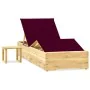 Tumbona de jardín con mesa y cojín de madera de pino impregnada de , Tumbonas - Ref: Foro24-3065963, Precio: 168,12 €, Descue...