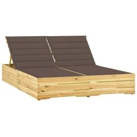 Tumbona doble y cojines gris taupé madera pino impregnada de , Tumbonas - Ref: Foro24-3065977, Precio: 324,70 €, Descuento: %