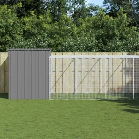 Caseta perros corral acero galvanizado gris claro 214x865x181cm de , Casetas para perros - Ref: Foro24-3189140, Precio: 809,5...