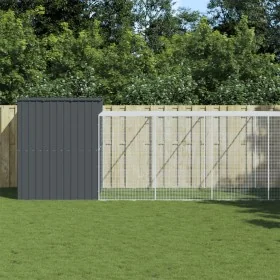 Caseta perros con corral acero galvanizado gris 214x1069x181 cm de , Casetas para perros - Ref: Foro24-3189135, Precio: 961,5...