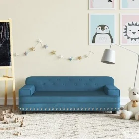 Sofá para niños de terciopelo azul 90x53x30 cm de , Mobiliario para bebés y niños pequeños - Ref: Foro24-3196279, Precio: 93,...