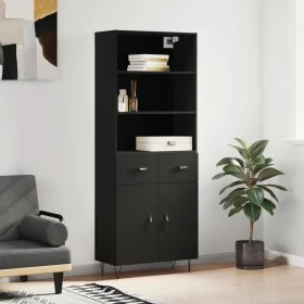 Aparador alto madera contrachapada negro 69,5x34x180 cm de , Aparadores - Ref: Foro24-3200546, Precio: 146,62 €, Descuento: %