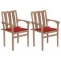 Sillas de jardín 2 unidades con cojines rojo madera de teca de , Sillas de jardín - Ref: Foro24-3062214, Precio: 257,61 €, De...
