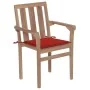 Sillas de jardín 2 unidades con cojines rojo madera de teca de , Sillas de jardín - Ref: Foro24-3062214, Precio: 257,61 €, De...