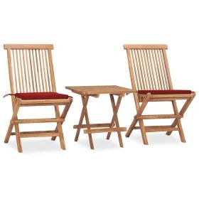 Set comedor de jardín plegable 3 piezas madera de teca cojines von , Gartensets - Ref: Foro24-3063204, Preis: 166,52 €, Rabat...