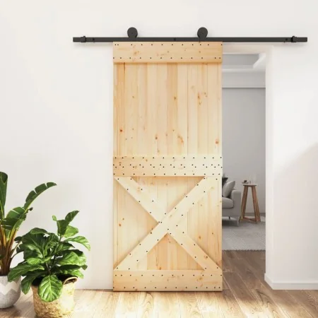 Puerta corredera con herrajes madera maciza de pino 95x210 cm de , Puertas - Ref: Foro24-3203080, Precio: 229,37 €, Descuento: %