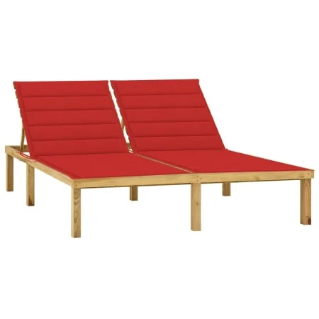 Tumbona doble y cojines rojo tinto madera pino impregnada by , Loungers - Ref: Foro24-3065885, Price: 215,96 €, Discount: %