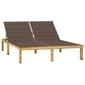Tumbona doble y cojines gris taupé madera pino impregnada de , Tumbonas - Ref: Foro24-3065887, Precio: 211,12 €, Descuento: %