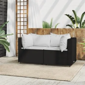 Sofá de esquina de jardín con cojines ratán sintético negro de , Sofás de exterior - Ref: Foro24-319729, Precio: 95,28 €, Des...