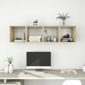 Armario pared 4 ud madera contrachapada blanco roble 37x37x37cm de , Estantes y estanterías - Ref: Foro24-805461, Precio: 94,...