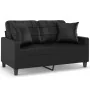 Sofá de 2 plazas con cojines cuero sintético negro 120 cm de , Sofás - Ref: Foro24-3200798, Precio: 211,62 €, Descuento: %