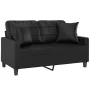 Sofá de 2 plazas con cojines cuero sintético negro 120 cm de , Sofás - Ref: Foro24-3200798, Precio: 211,62 €, Descuento: %