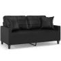 Sofá de 2 plazas con cojines cuero sintético negro 140 cm de , Sofás - Ref: Foro24-3200803, Precio: 231,85 €, Descuento: %