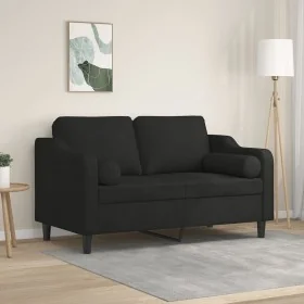 Sofá de 2 plazas con cojines tela negro 120 cm de , Sofás - Ref: Foro24-3200841, Precio: 233,71 €, Descuento: %