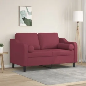 Sofá de 2 plazas con cojines tela rojo tinto 120 cm de , Sofás - Ref: Foro24-3200843, Precio: 216,07 €, Descuento: %