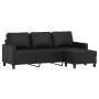 Sofá de 3 plazas con taburete cuero sintético negro 180 cm von , Sofas - Ref: Foro24-3201024, Preis: 294,64 €, Rabatt: %