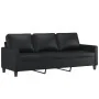 Sofá de 3 plazas con taburete cuero sintético negro 180 cm von , Sofas - Ref: Foro24-3201024, Preis: 294,64 €, Rabatt: %