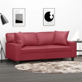 Sofá de 2 plazas con cojines cuero sintético rojo tinto 140 cm de , Sofás - Ref: Foro24-3200869, Precio: 297,06 €, Descuento: %