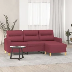 Sofá de 3 plazas con taburete de tela rojo tinto 180 cm de , Sofás - Ref: Foro24-3201079, Precio: 283,06 €, Descuento: %