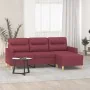 Sofá de 3 plazas con taburete de tela rojo tinto 180 cm by , Sofas - Ref: Foro24-3201079, Price: 283,06 €, Discount: %