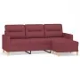 Sofá de 3 plazas con taburete de tela rojo tinto 180 cm by , Sofas - Ref: Foro24-3201079, Price: 283,06 €, Discount: %