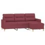 Sofá de 3 plazas con taburete de tela rojo tinto 180 cm by , Sofas - Ref: Foro24-3201079, Price: 283,06 €, Discount: %