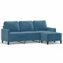 Sofá de 3 plazas con taburete de terciopelo azul 180 cm by , Sofas - Ref: Foro24-3201064, Price: 368,63 €, Discount: %