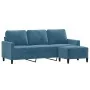 Sofá de 3 plazas con taburete de terciopelo azul 180 cm by , Sofas - Ref: Foro24-3201064, Price: 368,63 €, Discount: %