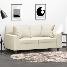 Sofá de 2 plazas con cojines cuero sintético color crema 120 cm de , Sofás - Ref: Foro24-3200862, Precio: 237,11 €, Descuento: %