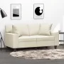 Sofá de 2 plazas con cojines cuero sintético color crema 120 cm de , Sofás - Ref: Foro24-3200862, Precio: 237,11 €, Descuento: %
