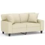 Sofá de 2 plazas con cojines cuero sintético color crema 120 cm de , Sofás - Ref: Foro24-3200862, Precio: 237,11 €, Descuento: %