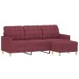Sofá de 3 plazas con taburete de tela rojo tinto 180 cm de , Sofás - Ref: Foro24-3201007, Precio: 284,33 €, Descuento: %