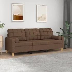 Sofá de 3 plazas con cojines tela marrón 180 cm de , Sofás - Ref: Foro24-3200793, Precio: 275,71 €, Descuento: %