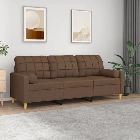 Sofá de 3 plazas con cojines tela marrón 180 cm de , Sofás - Ref: Foro24-3200793, Precio: 275,71 €, Descuento: %