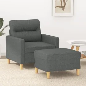 Sillón con taburete tela gris oscuro 60 cm de , Sofás - Ref: Foro24-3201066, Precio: 185,82 €, Descuento: %