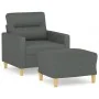 Sillón con taburete tela gris oscuro 60 cm de , Sofás - Ref: Foro24-3201066, Precio: 185,82 €, Descuento: %