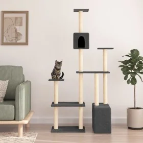 Rascador para gatos con postes de sisal gris oscuro 180 cm de , Mobiliario para gatos - Ref: Foro24-171776, Precio: 78,05 €, ...