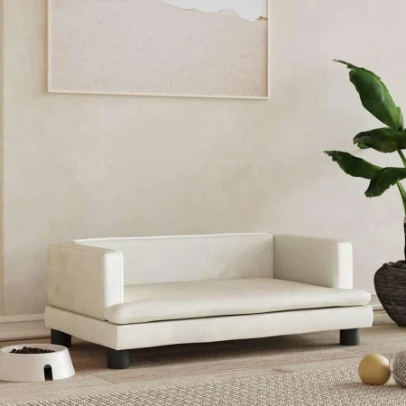 Cama para perros de terciopelo crema 80x45x30 cm de , Camas para perros - Ref: Foro24-171900, Precio: 68,23 €, Descuento: %