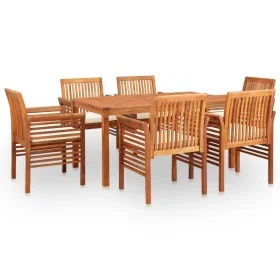 Set comedor de jardín 7 pzas y cojines madera maciza de acacia by , Garden sets - Ref: Foro24-278898, Price: 1,00 €, Discount: %