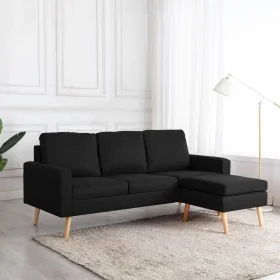 Sofá de 3 plazas con reposapiés de tela negro de , Sofás - Ref: Foro24-288732, Precio: 444,25 €, Descuento: %