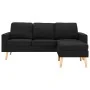 Sofá de 3 plazas con reposapiés de tela negro de , Sofás - Ref: Foro24-288732, Precio: 444,25 €, Descuento: %