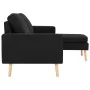 Sofá de 3 plazas con reposapiés de tela negro de , Sofás - Ref: Foro24-288732, Precio: 444,25 €, Descuento: %