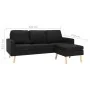 Sofá de 3 plazas con reposapiés de tela negro de , Sofás - Ref: Foro24-288732, Precio: 444,25 €, Descuento: %