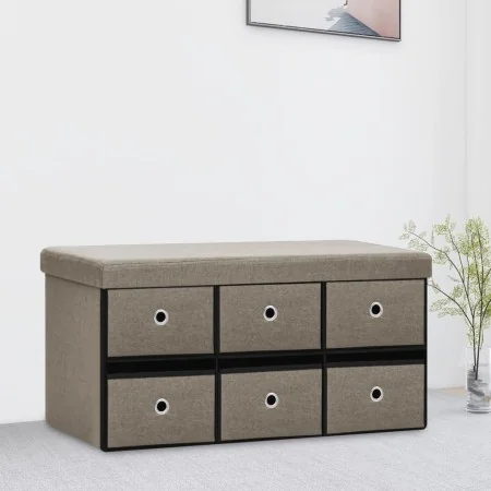 Banco de almacenaje plegable lino sintético taupé 76x38x38 cm von , Bänke für Hallen und Lager - Ref: Foro24-338817, Preis: 7...