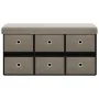 Banco de almacenaje plegable lino sintético taupé 76x38x38 cm von , Bänke für Hallen und Lager - Ref: Foro24-338817, Preis: 7...