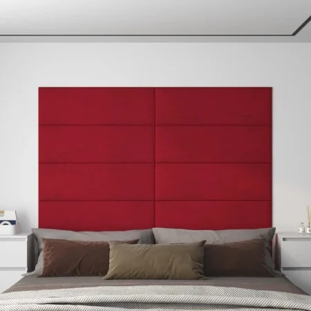 Paneles de pared 12 uds terciopelo rojo tinto 90x30 cm 3,24 m² by , Wall covering - Ref: Foro24-343923, Price: 88,87 €, Disco...
