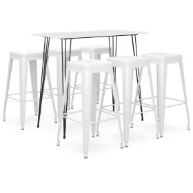 Mesa alta y taburetes de bar 7 piezas blanco de , muebles para cocinas y comedores - Ref: Foro24-3057416, Precio: 685,57 €, D...