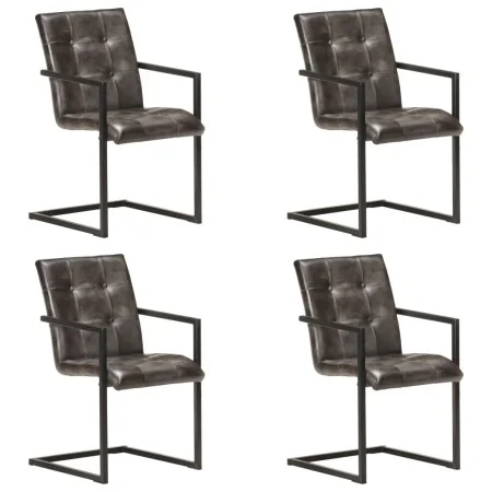 Sillas voladizas comedor 4 uds cuero auténtico gris envejecido de , Sillas de comedor - Ref: Foro24-3059818, Precio: 549,51 €...